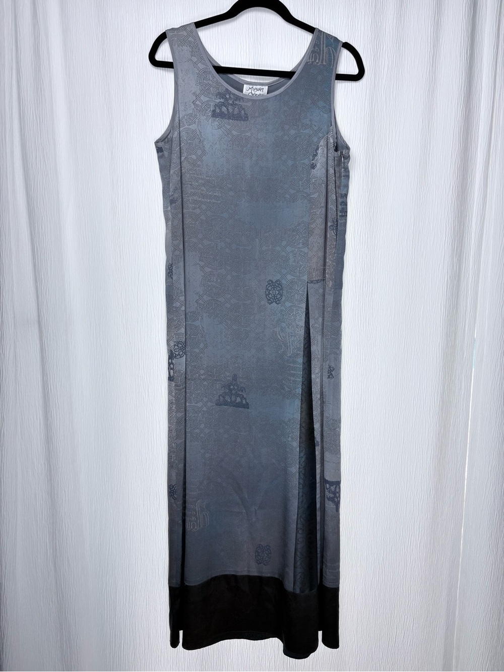 Margaret O’Leary Silk Charmeuse Celtic Print Dress, Vintage, Size Medium